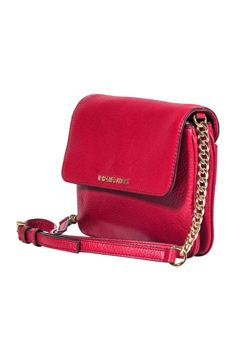 michael kors red purse with gold chain